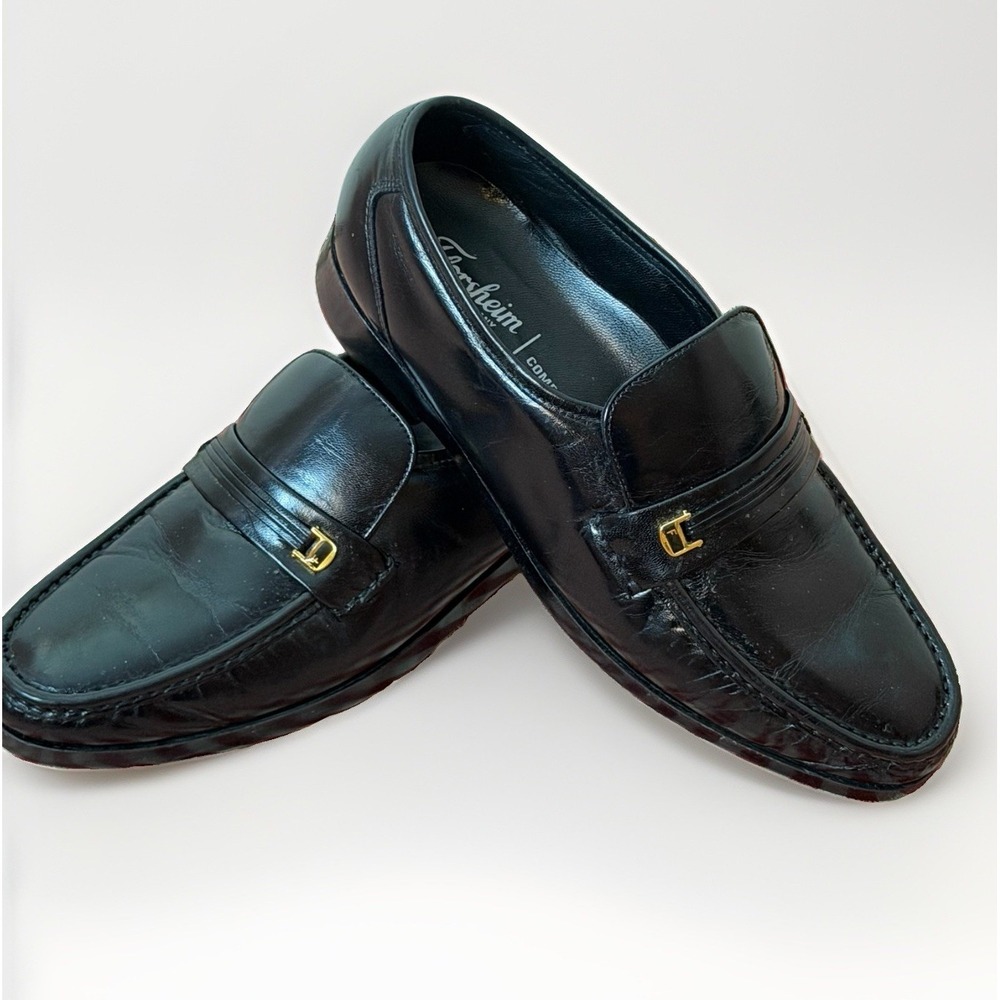 Florsheim Shoes Men's 10 Black‎ Leather Riva Moc Toe Gold Bit Loafers Comfortech
